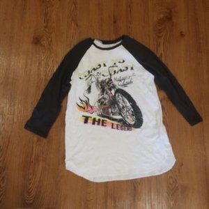 Kids Girls Lauren Moshi White Black Motorcycle Baseball T-Shirt Top 10 *